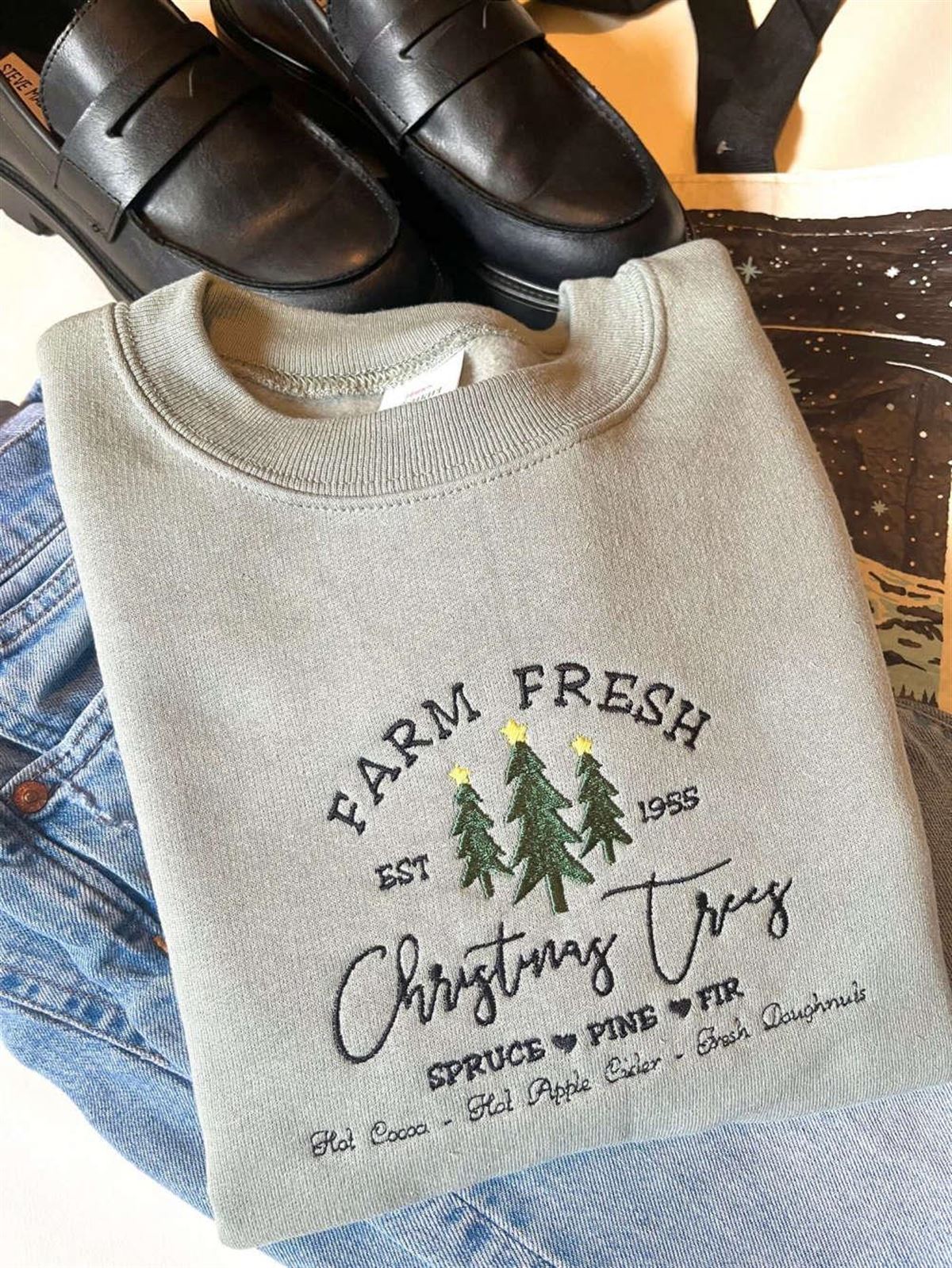 Embroidered Christmas Tree Farm Crewneck Sweatshirt