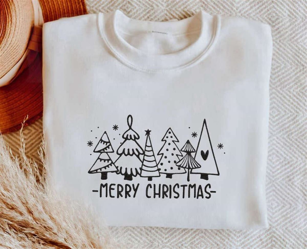 Embroidered Christmas Tree Sweatshirt Christmas Sweatshirts