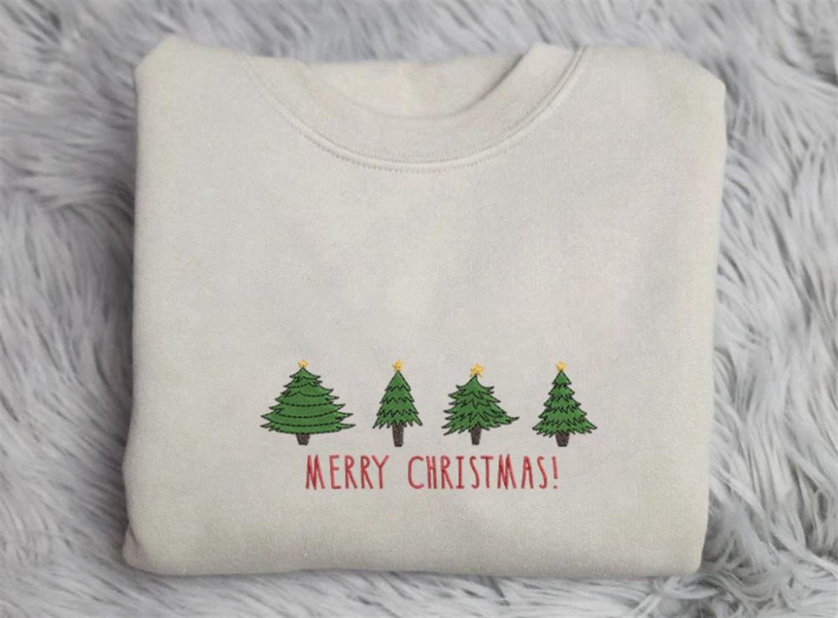 Embroidered Christmas Tree Sweatshirt Crewneck