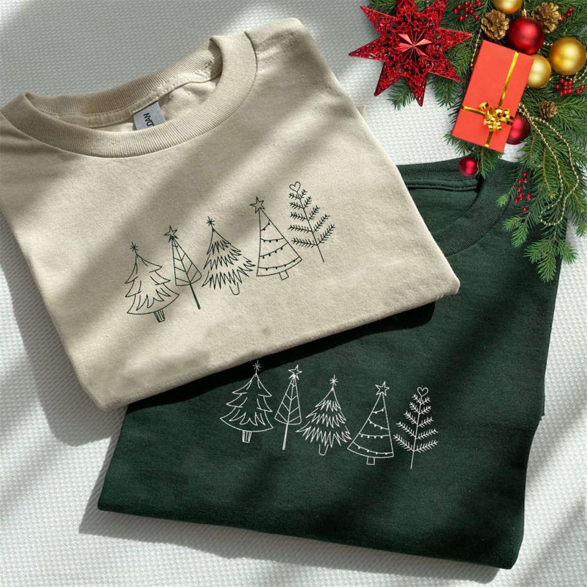 Embroidered Christmas Tree Sweatshirt Farm Fresh