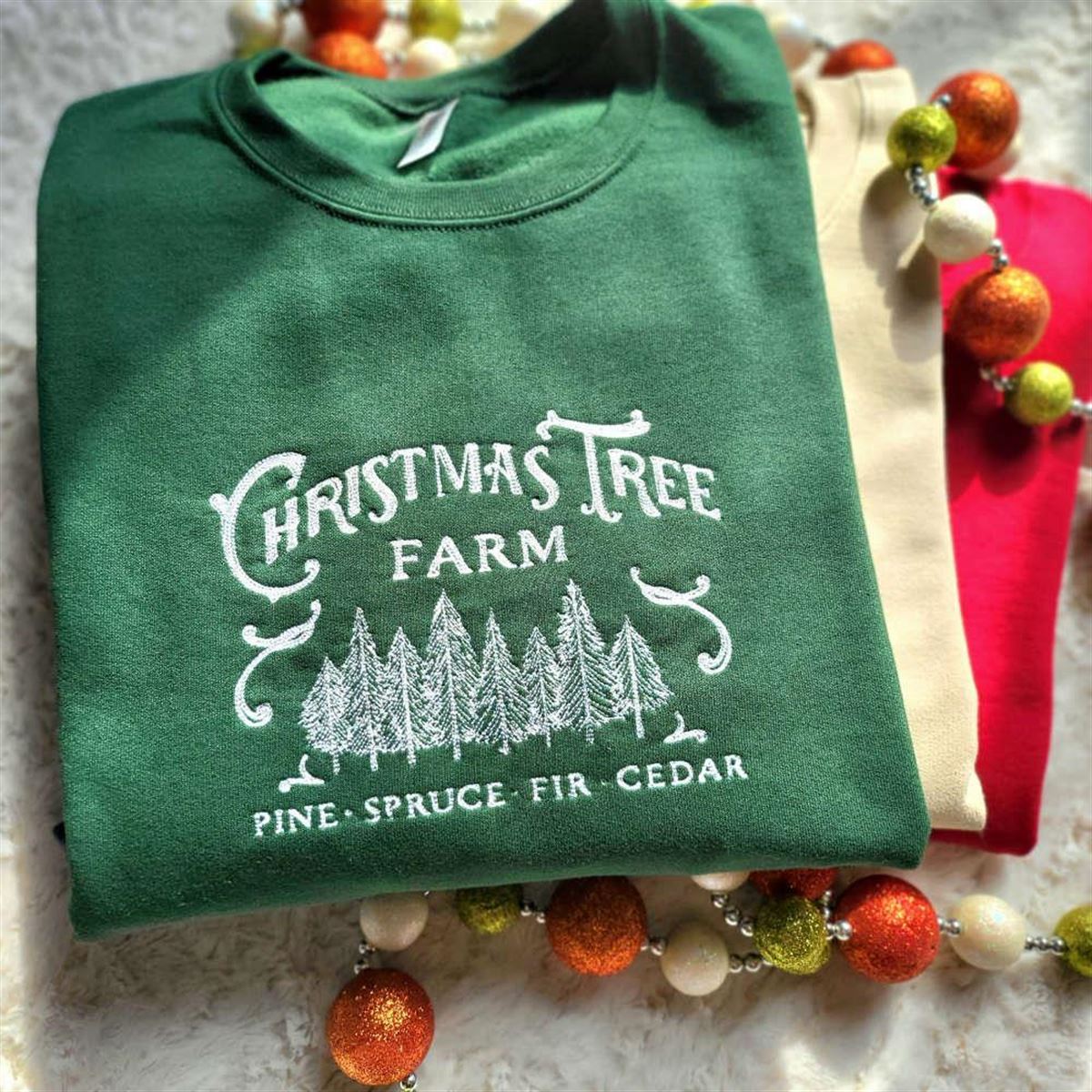 Embroidered Christmas Tree Sweatshirt