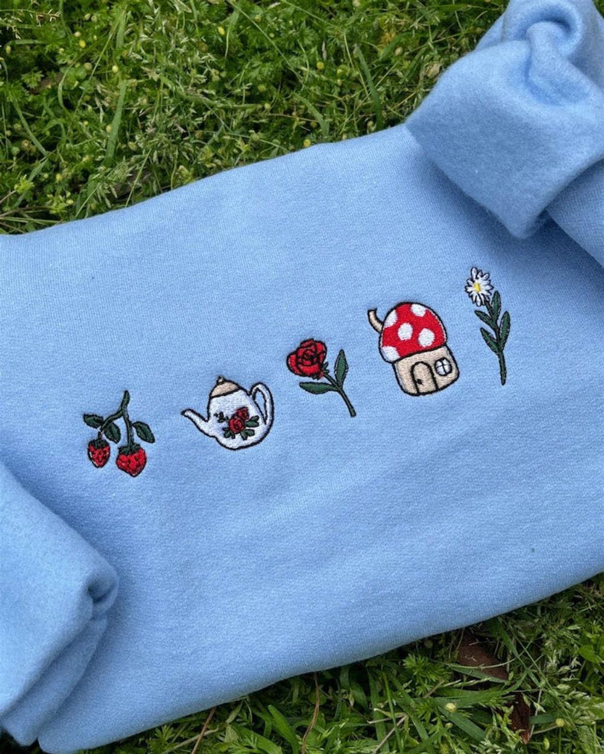 Embroidered Cottagecore Crewneck Sweatshirt