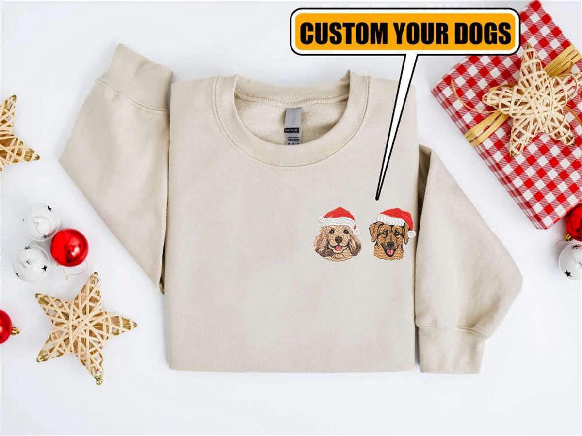 Embroidered Custom Christmas Dog Sweatshirt Personalize