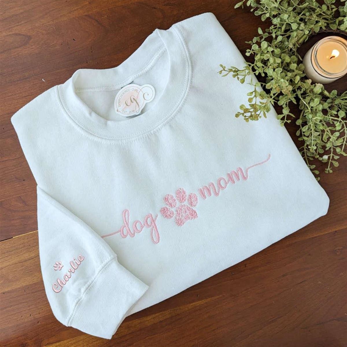 Embroidered Dog And Mom Sweatshirt