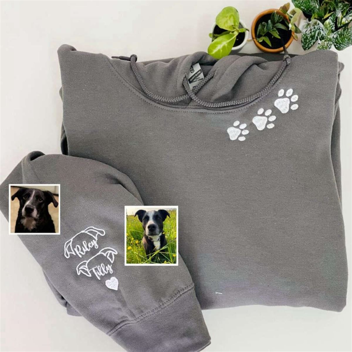 Embroidered Dog Paw Sweatshirt Hoodie