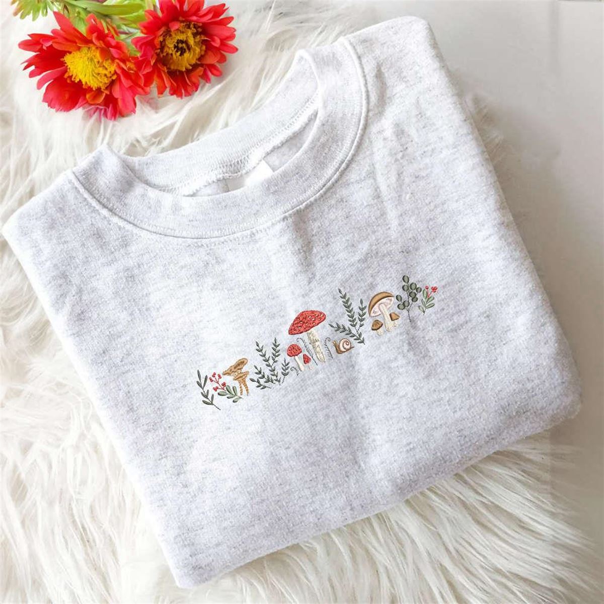 Embroidered Enchanted Forest Mushroom Sweatshirt