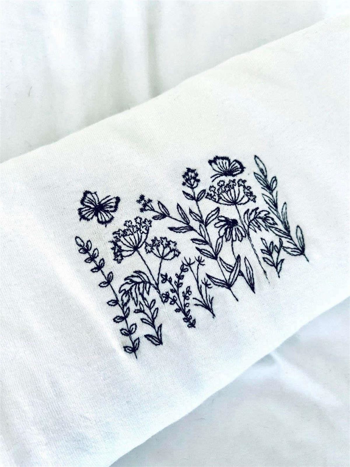 Embroidered Floral Butterfly Plant Sweatshirt