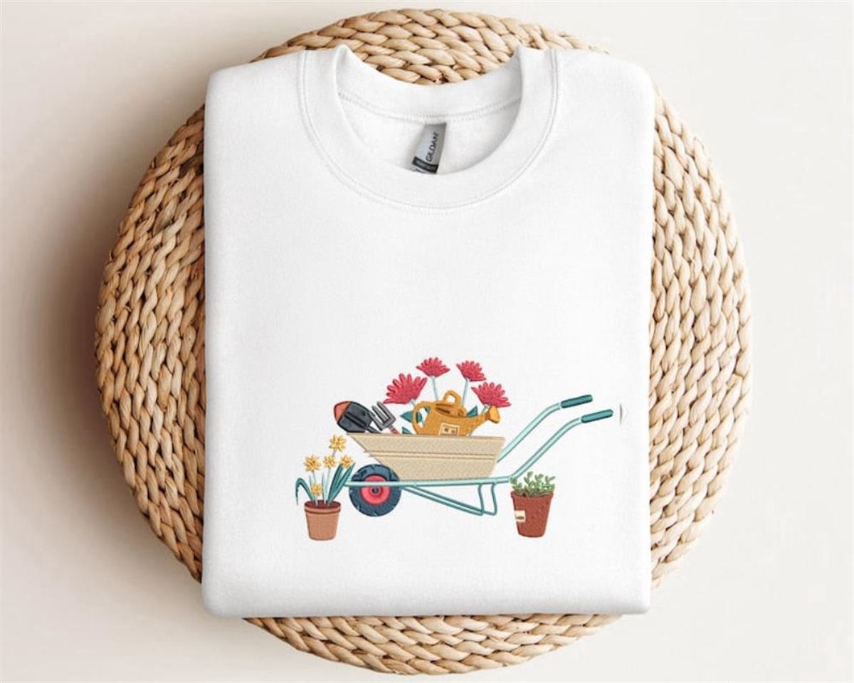 Embroidered Floral Garden Crewneck Sweatshirt