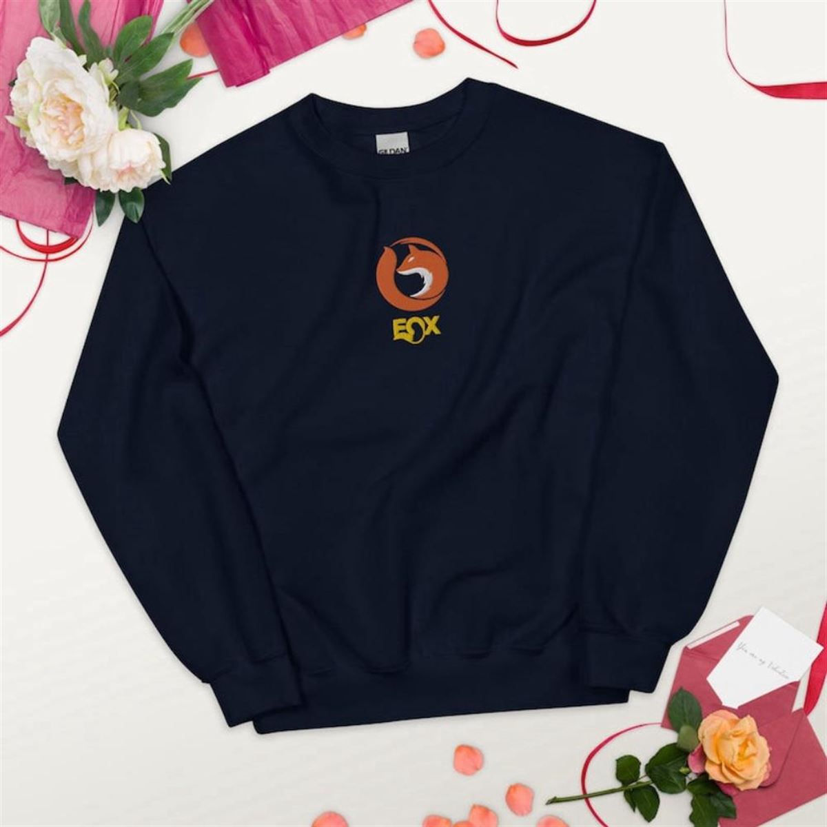 Embroidered Fox Crewneck Sweatshirt