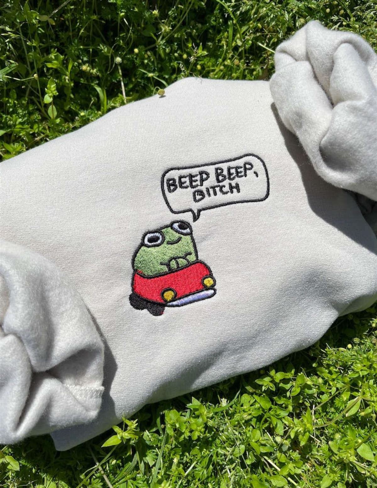 Embroidered Frog Lover Crewneck Sweatshirt