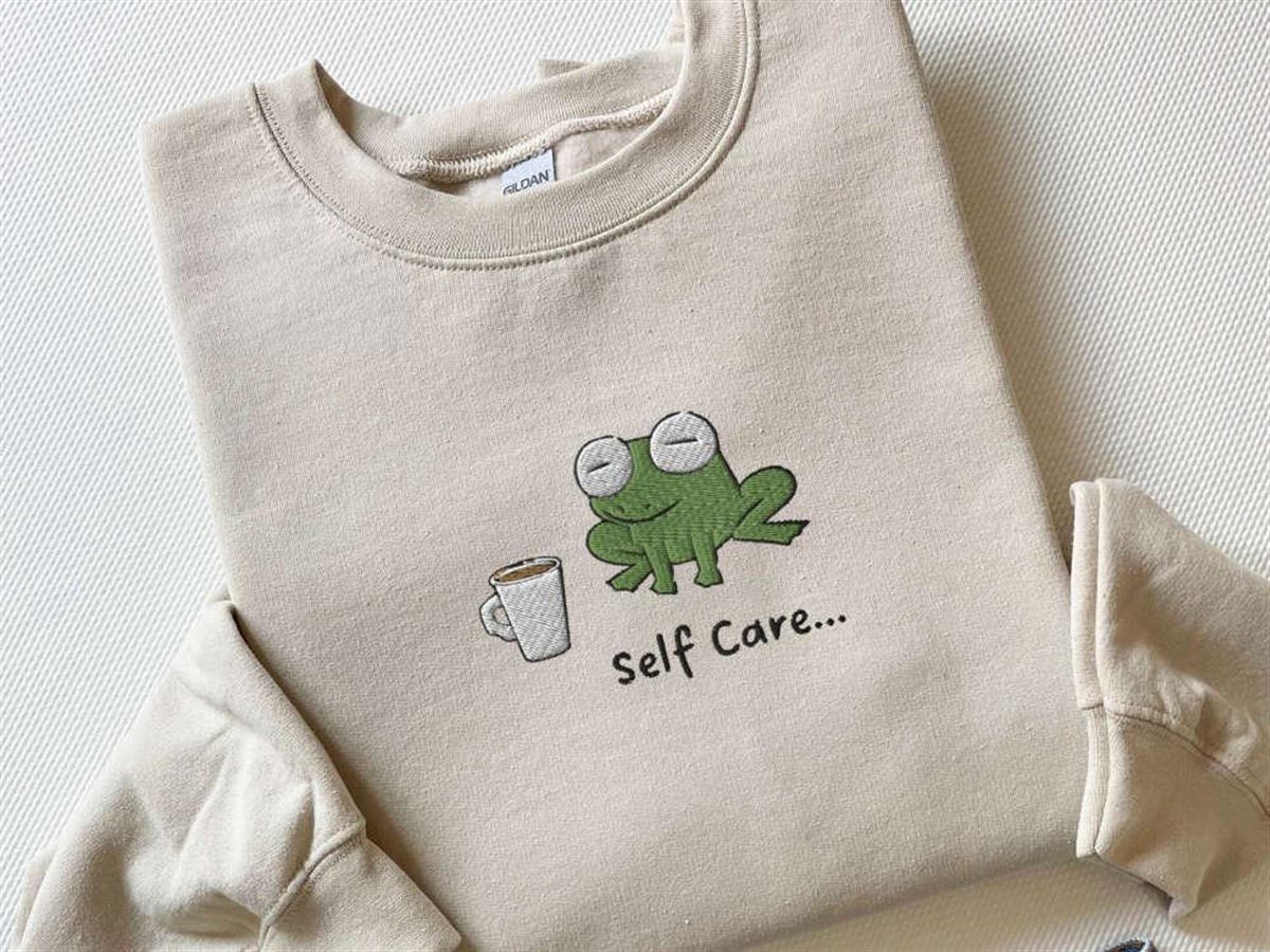 Embroidered Funny Self Care Frog