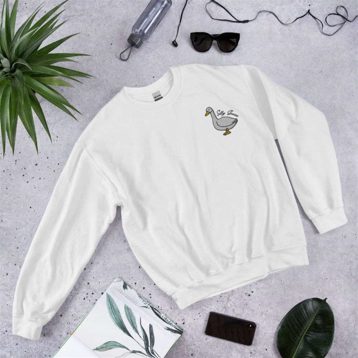 Embroidered Goose Crewneck Sweatshirt