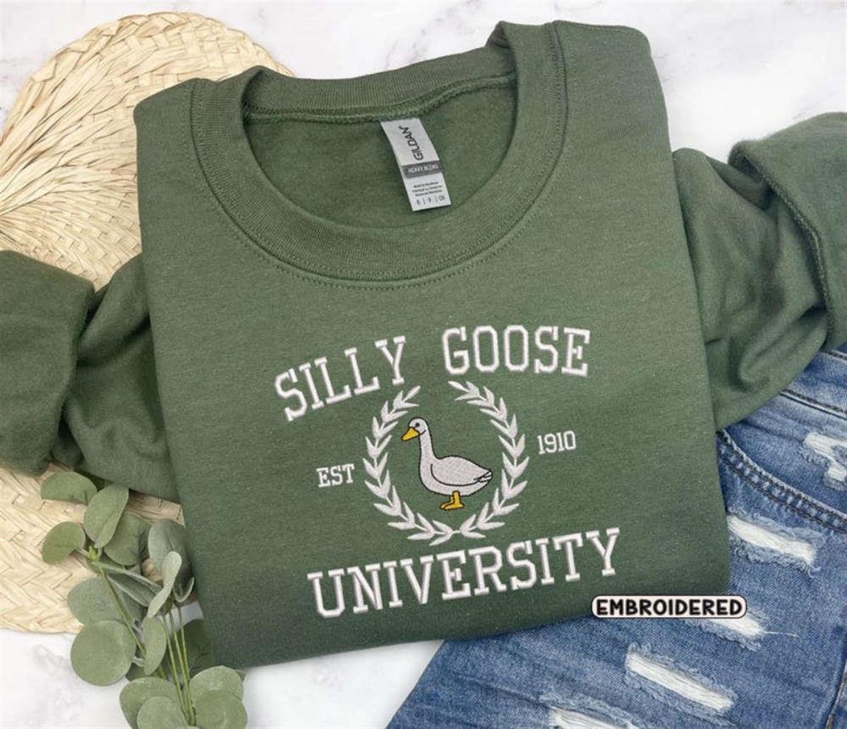 Embroidered Goose University Sweatshirt