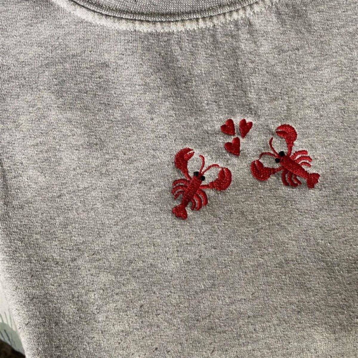 Embroidered Lobster Love Sweatshirt