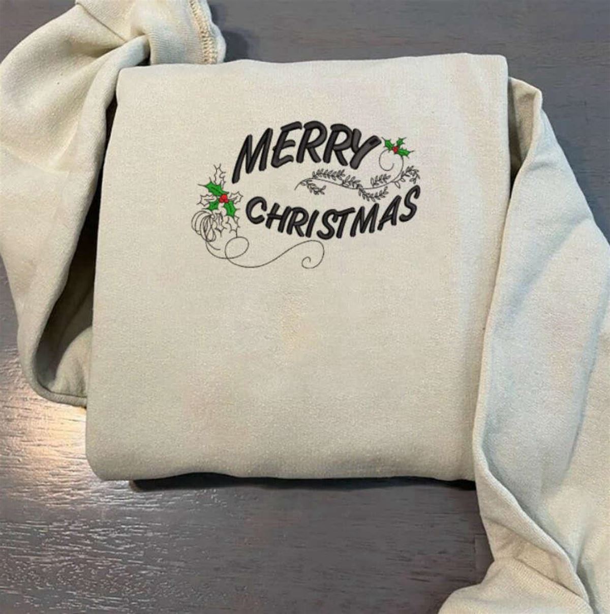 Embroidered Merry Christmas Sweatshirt