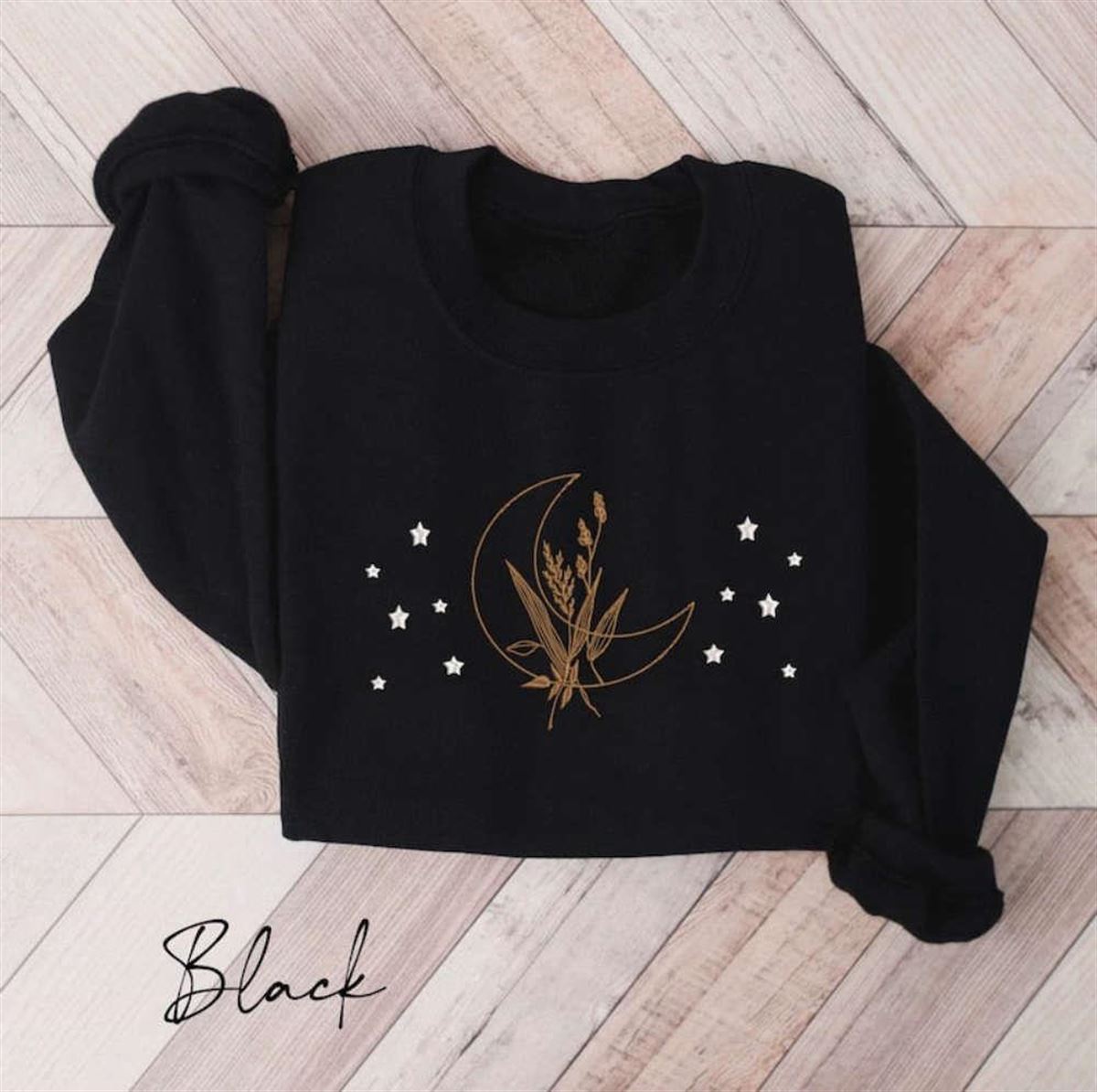 Embroidered Moon And Stars Sweatshirt