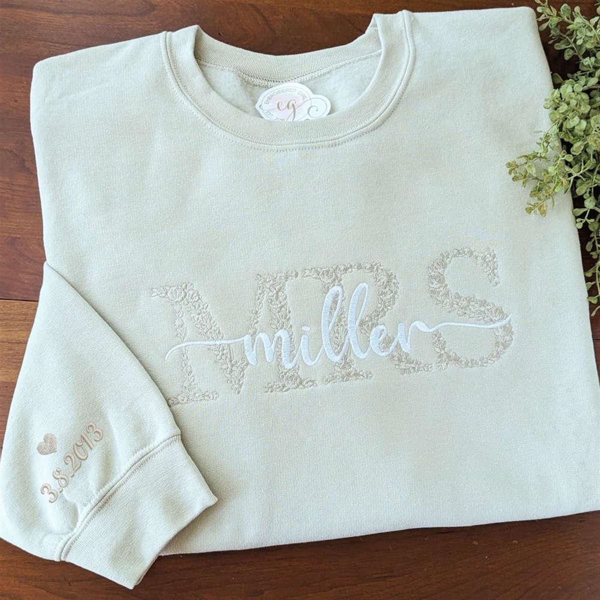 Embroidered Mrs Sweatshirt For Bride Gift