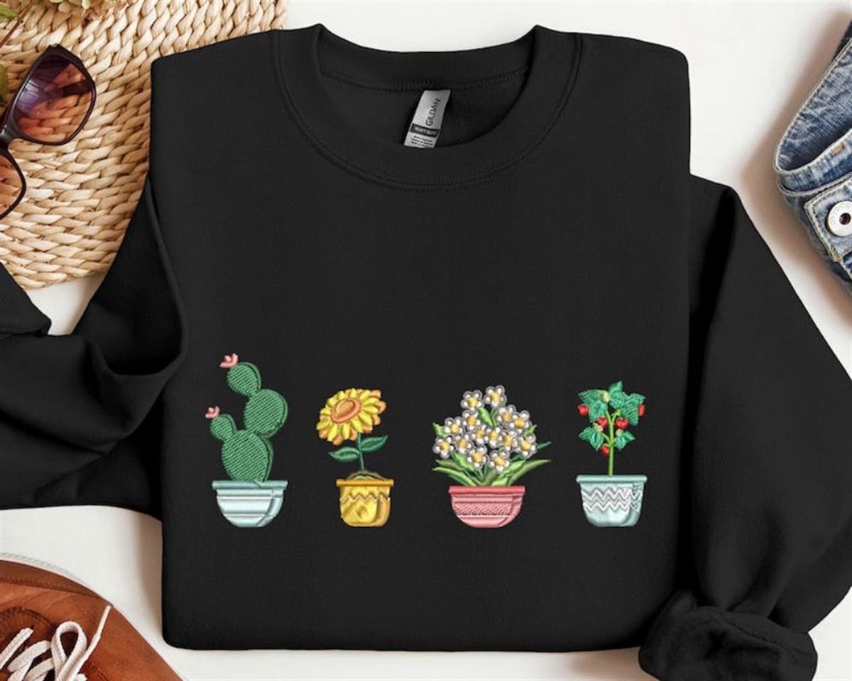 Embroidered Plant Pot Sweatshirt