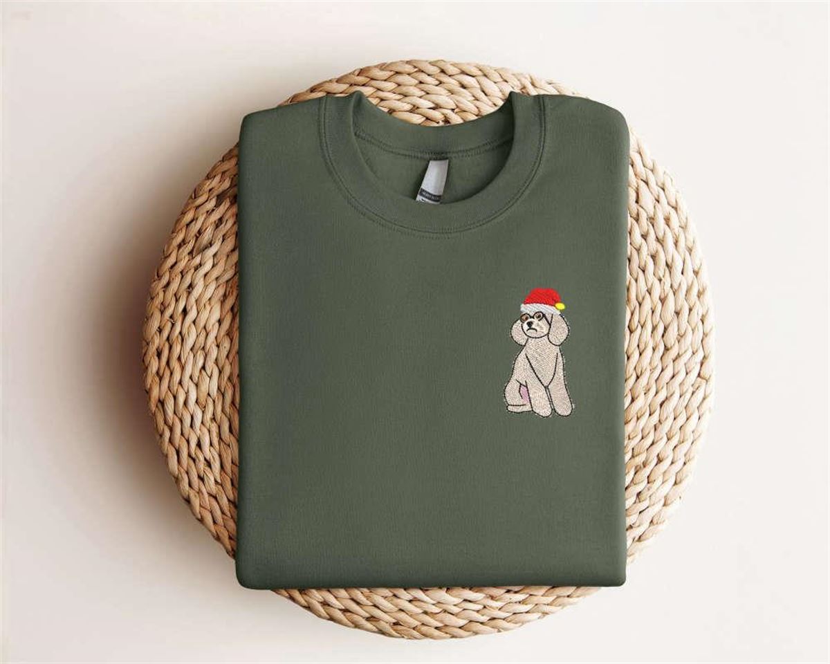 Embroidered Poodle Christmas Sweatshirt