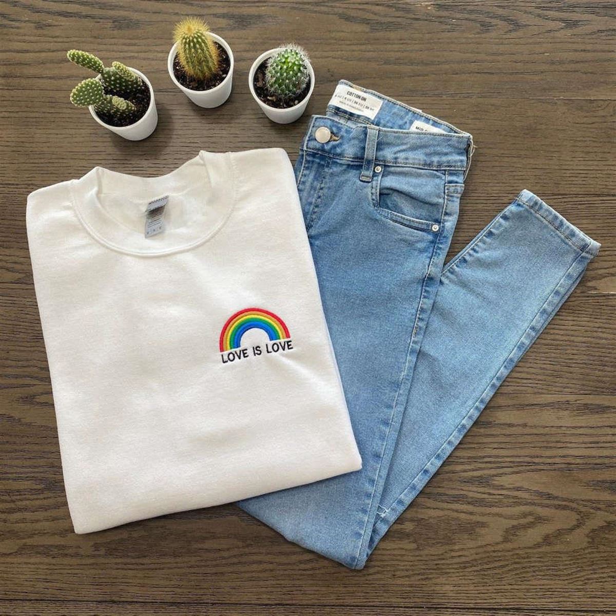 Embroidered Pride Sweatshirt Love Is Love