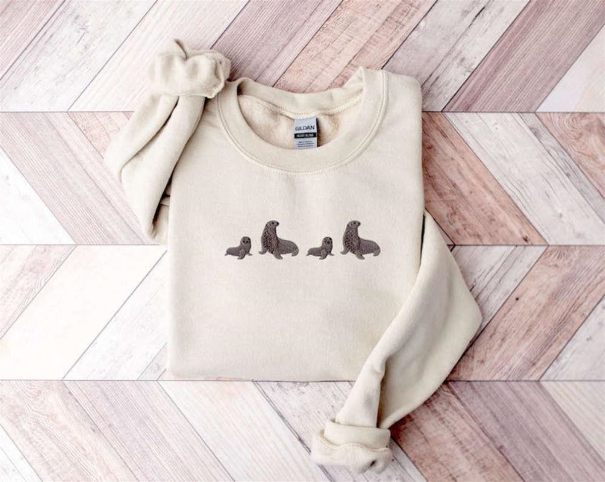 Embroidered Seal Crewneck Sweatshirt