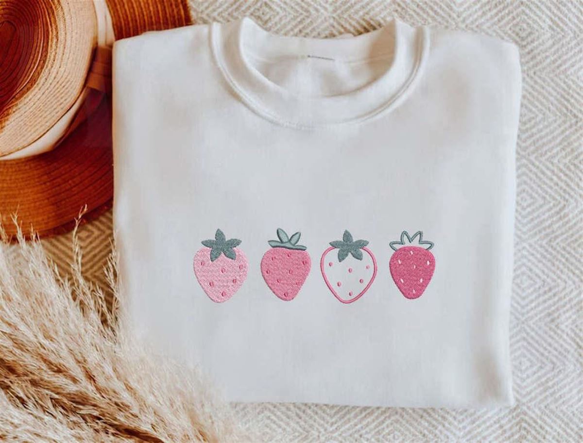 Embroidered Strawberry Sweatshirt