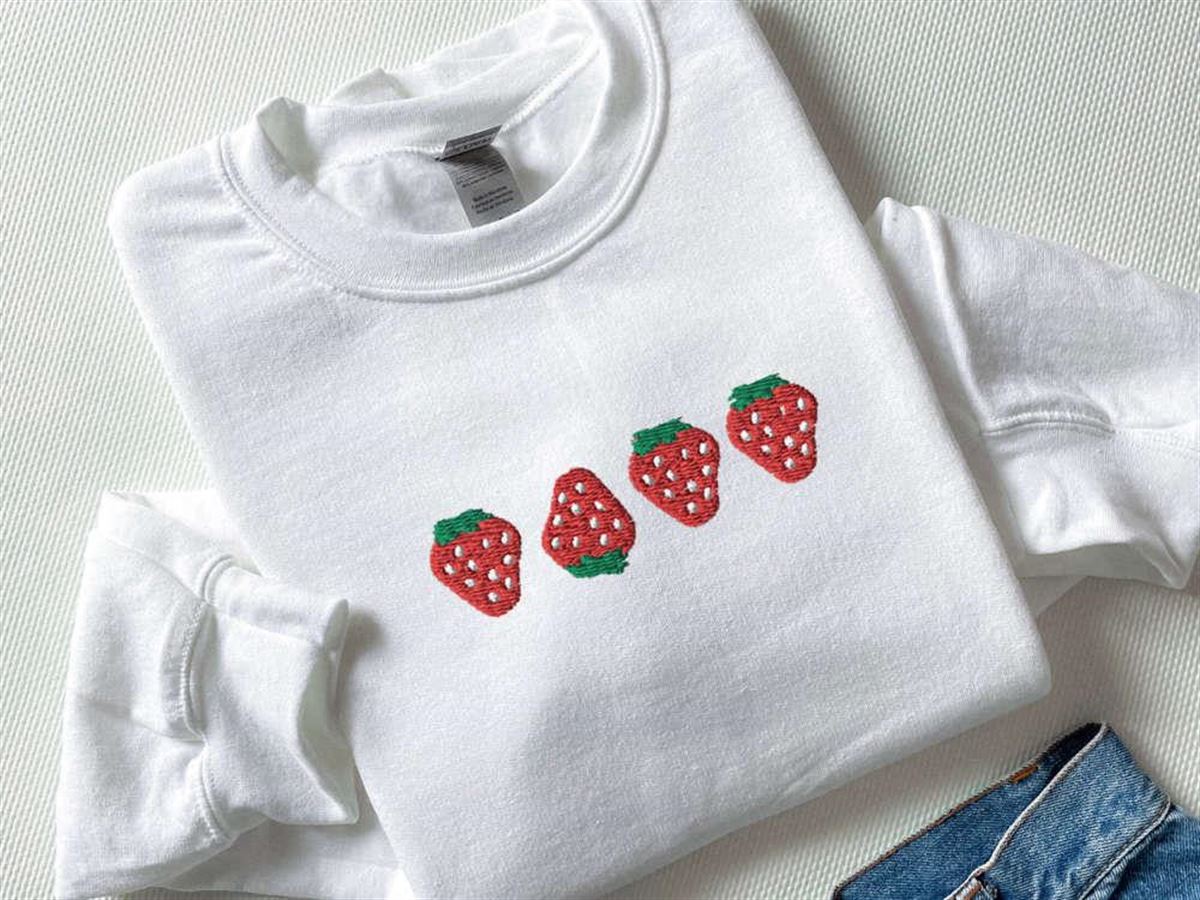 Embroidered Strawberry Vintage Sweatshirt