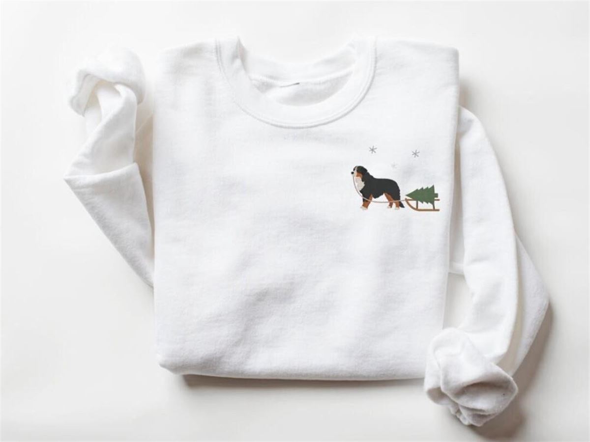 Embroidered Sweatshirt Bernese Mountain Dog Harvesting