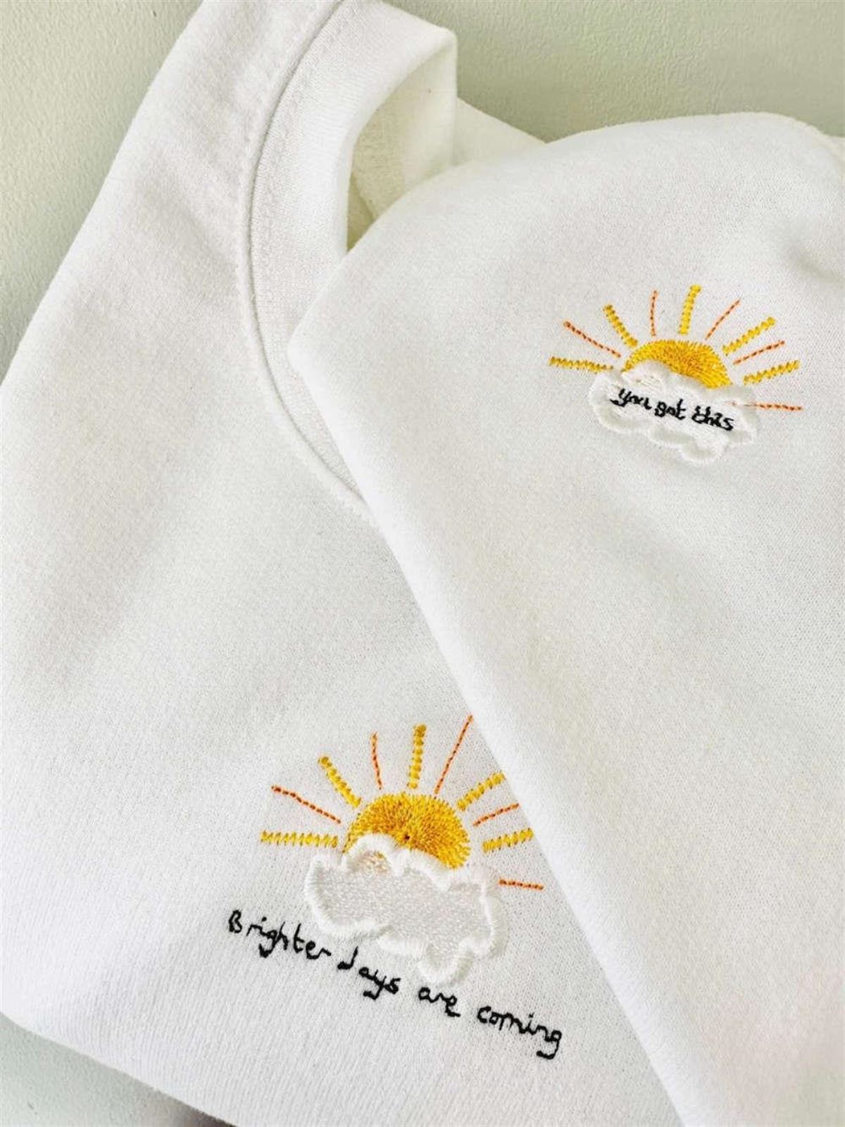 Embroidered Sweatshirt Brighter Days 2d Crewneck