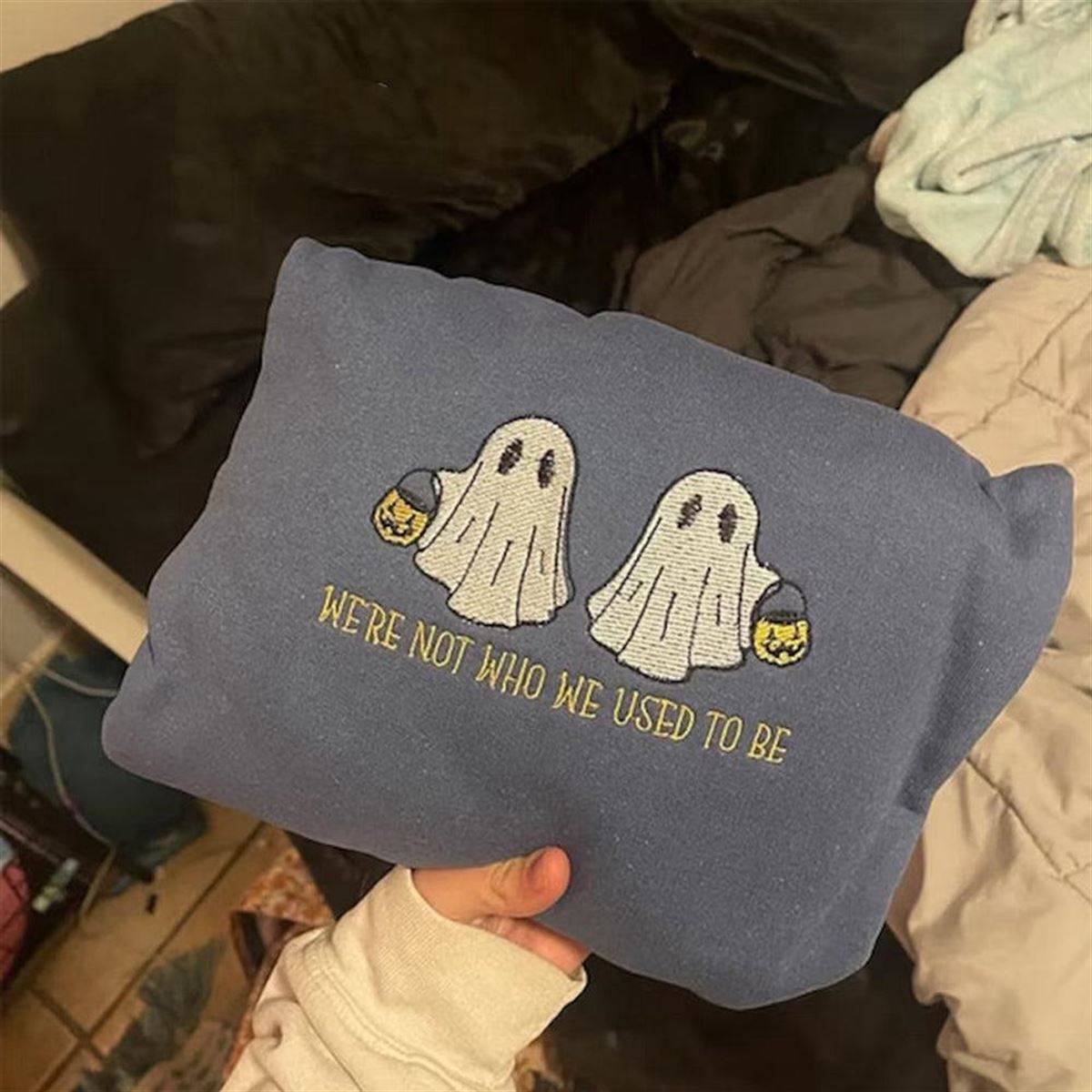 Embroidered Two Ghosts Sweatshirt Crewneck