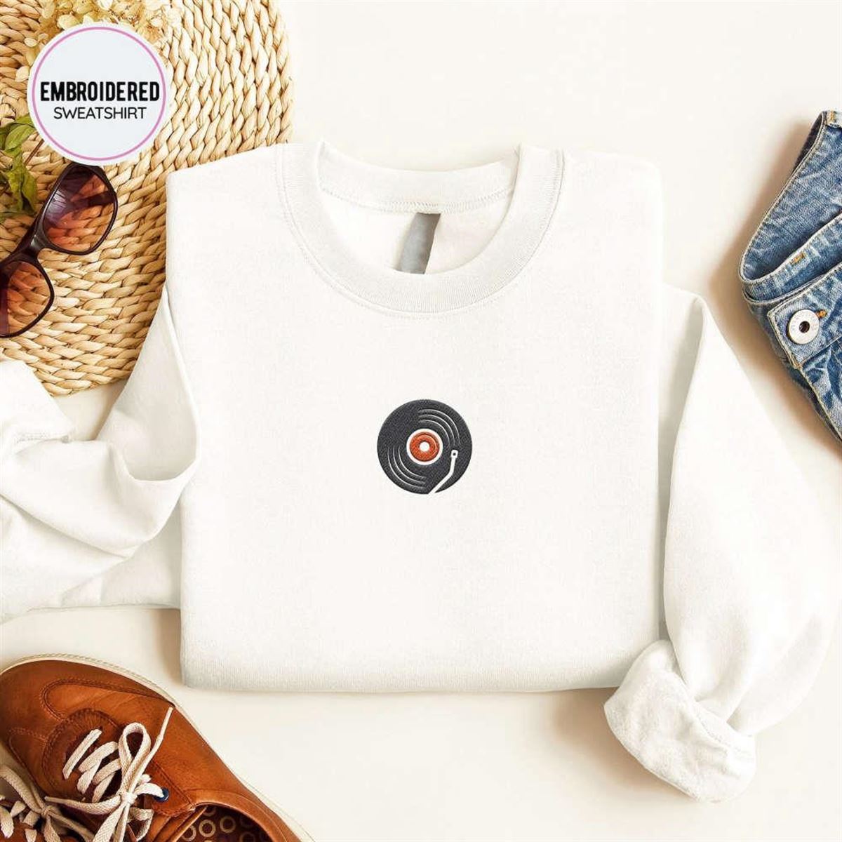 Embroidered Vinyl Crewneck Sweatshirt