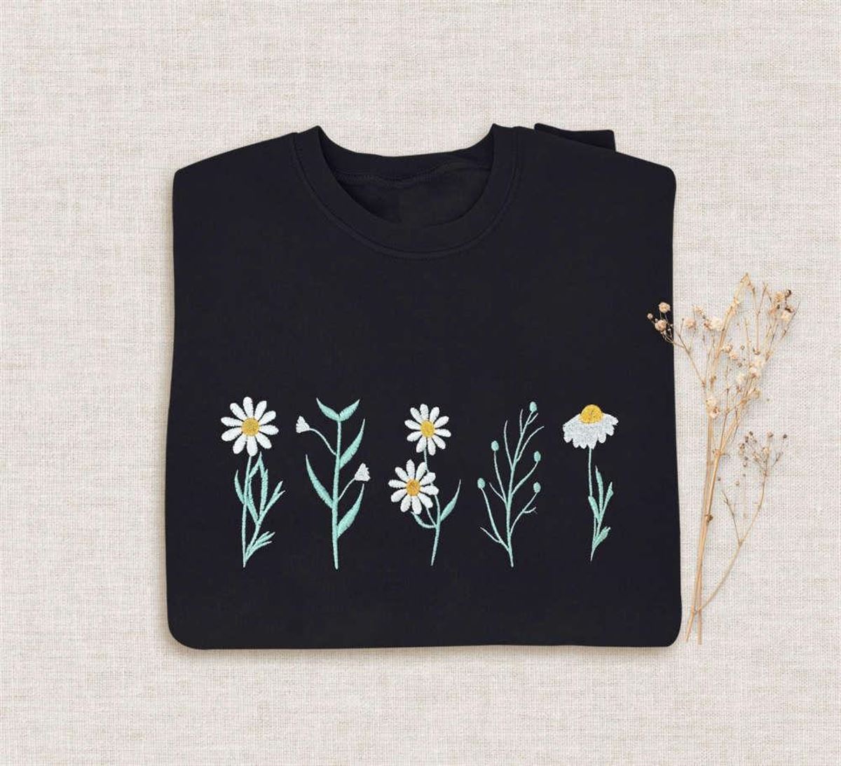 Embroidered Wildflower Crewneck Sweatshirt