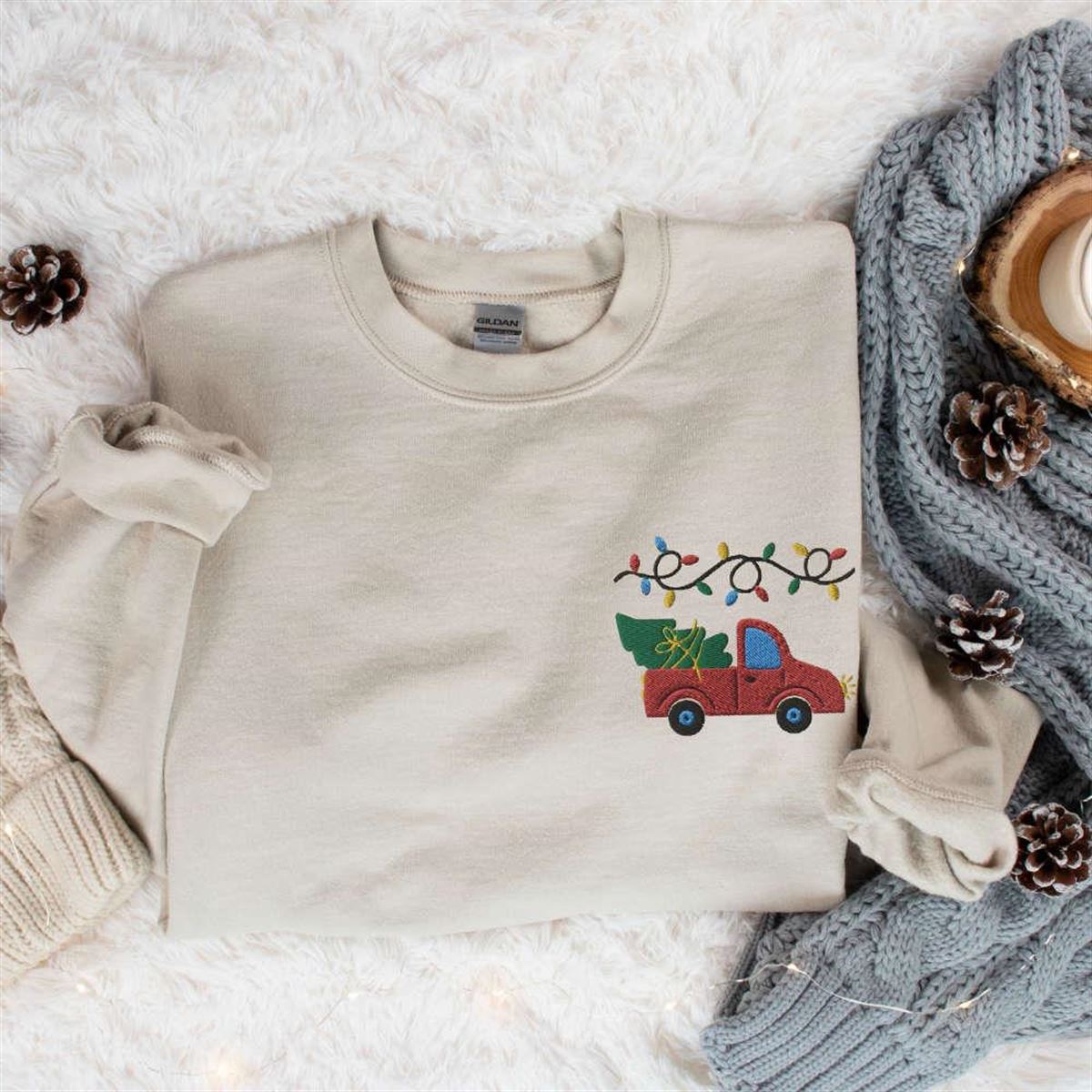 Farm Fresh Christmas Tree Embroidered Sweater