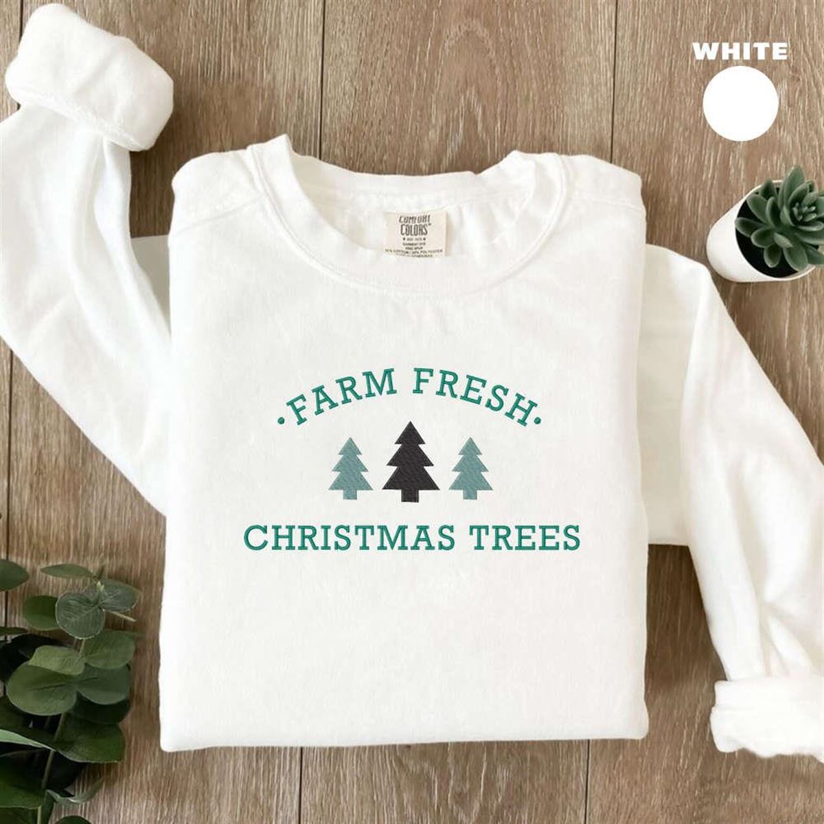 Farm Fresh Christmas Tree Embroidered Sweatshirt