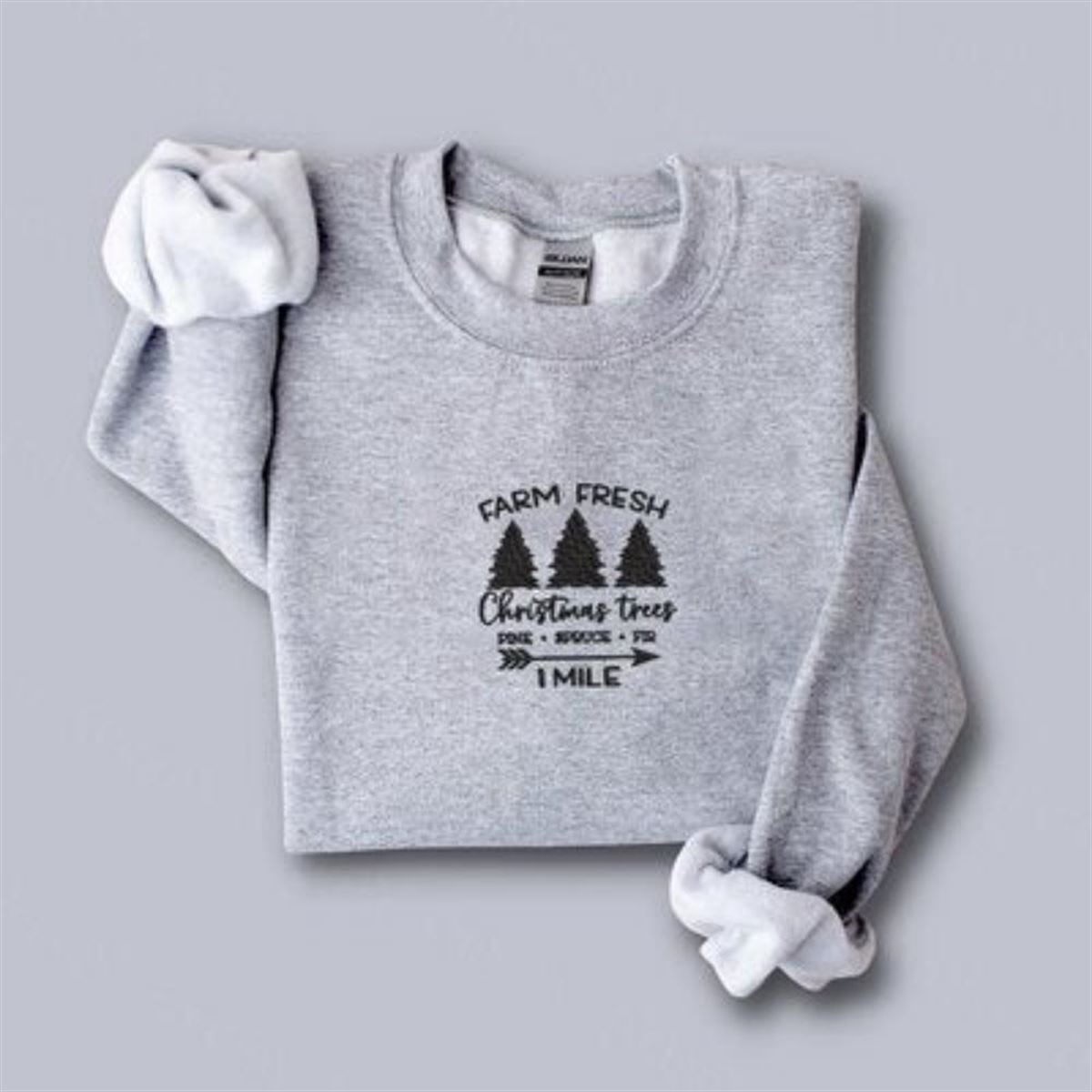 Farm Fresh Christmas Trees Embroidered Sweatshirt