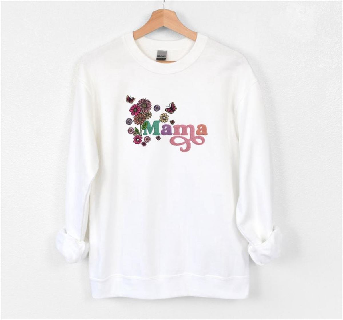 Floral Embroidered Sweatshirt For Moms