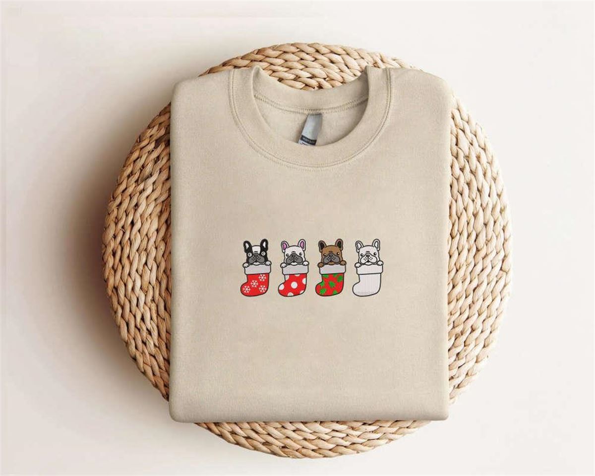 French Bulldog Christmas Sweatshirt Embroidered