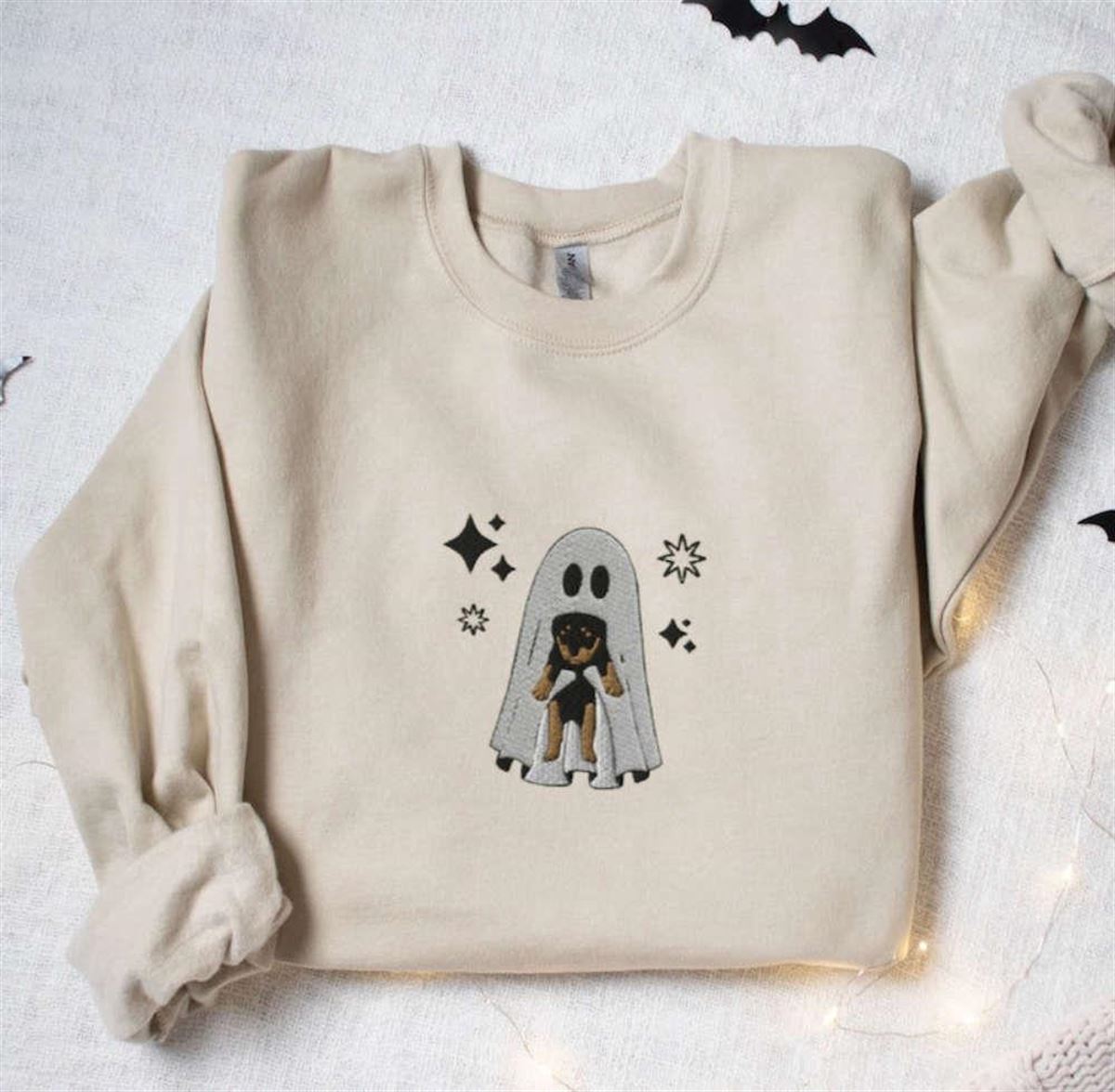 Ghost And Puppy Embroidered Sweatshirt