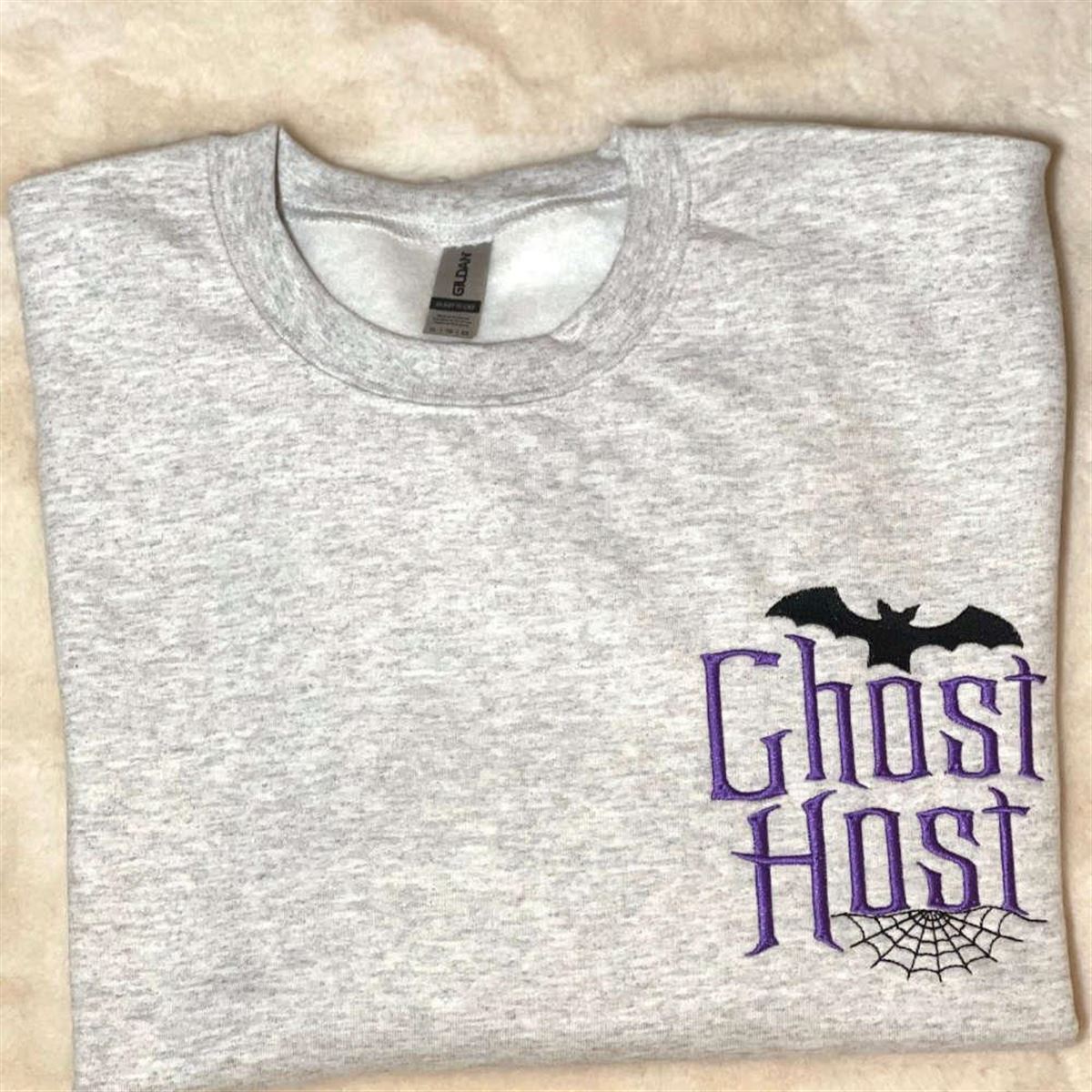 Ghost Host Embroidered Crewneck Sweatshirt