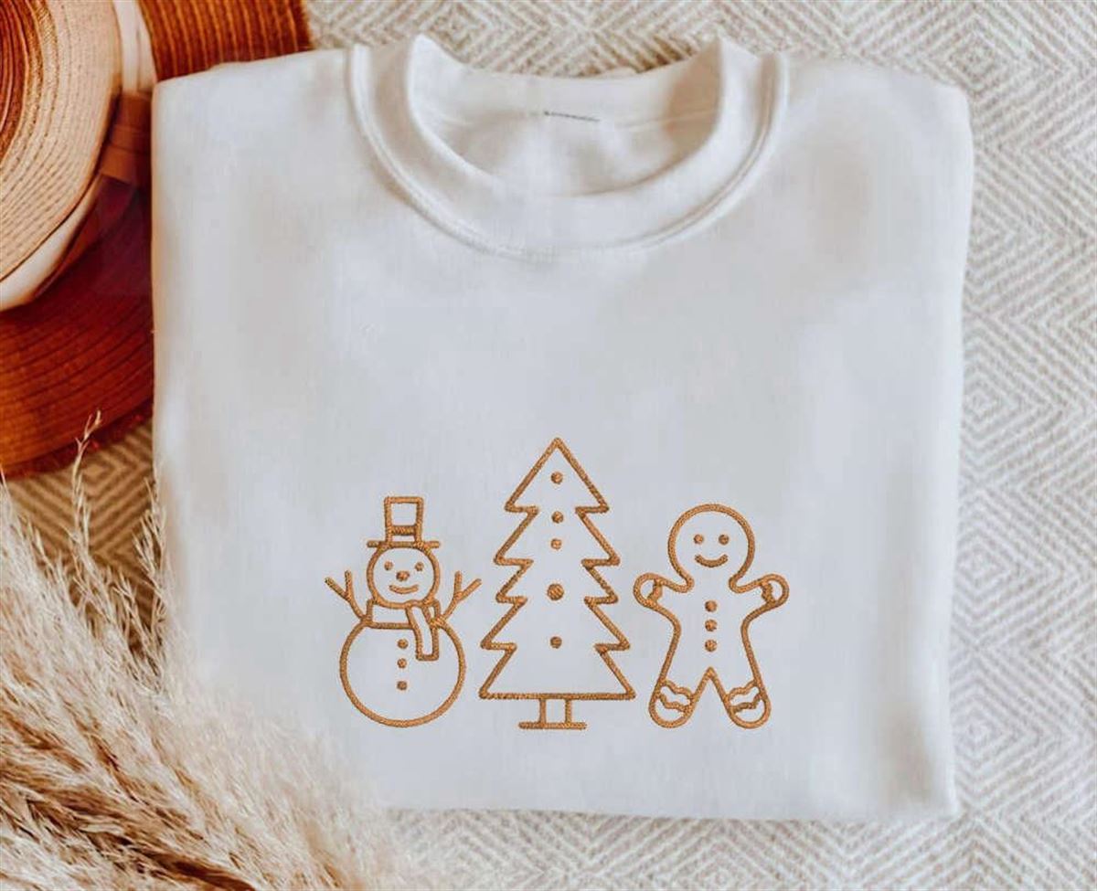 Gingerbread Cookies Embroidered Sweatshirt Christmas Gift