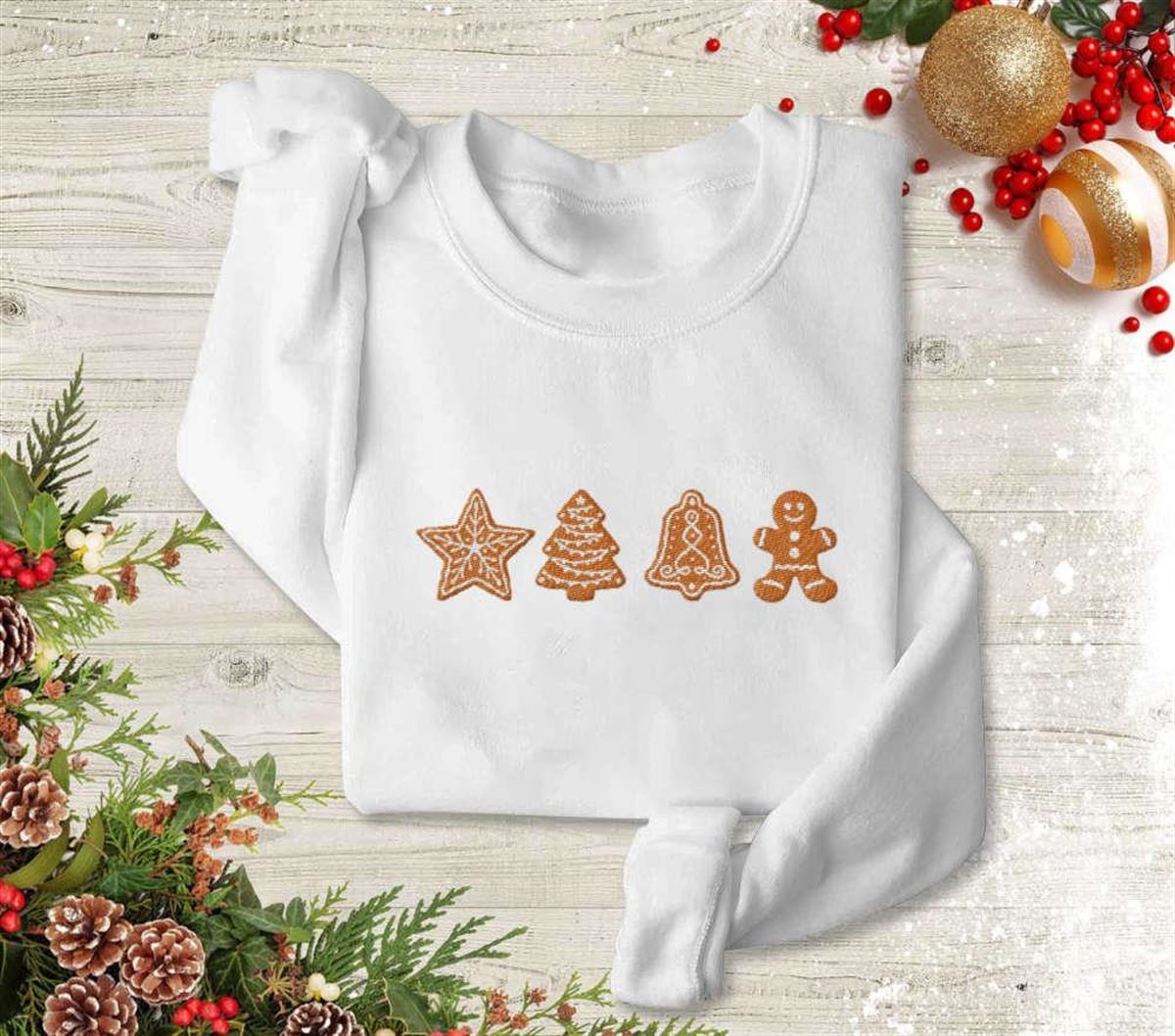 Gingerbread Cookies Embroidered Sweatshirt