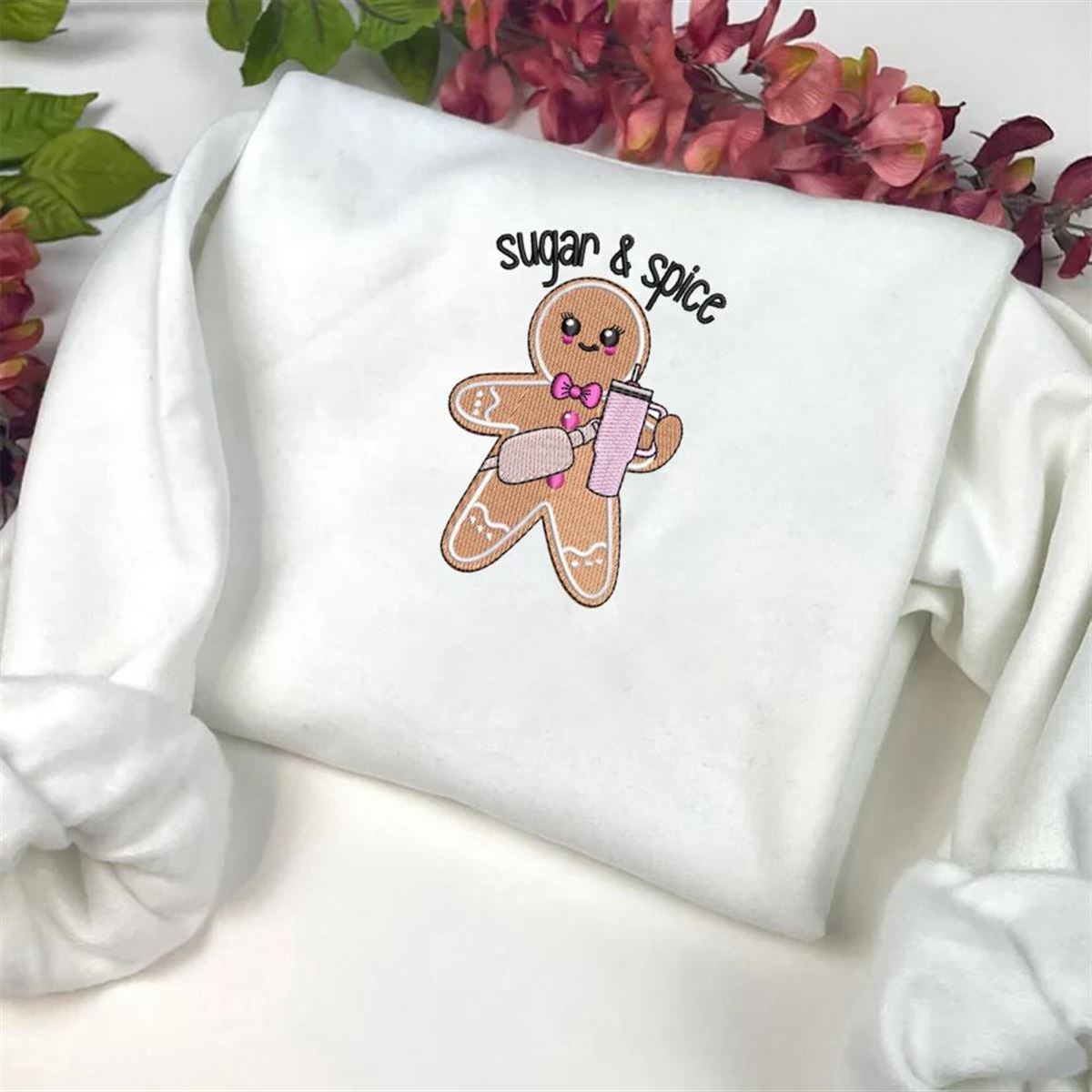 Gingerbread Man Christmas Embroidery Sweatshirt