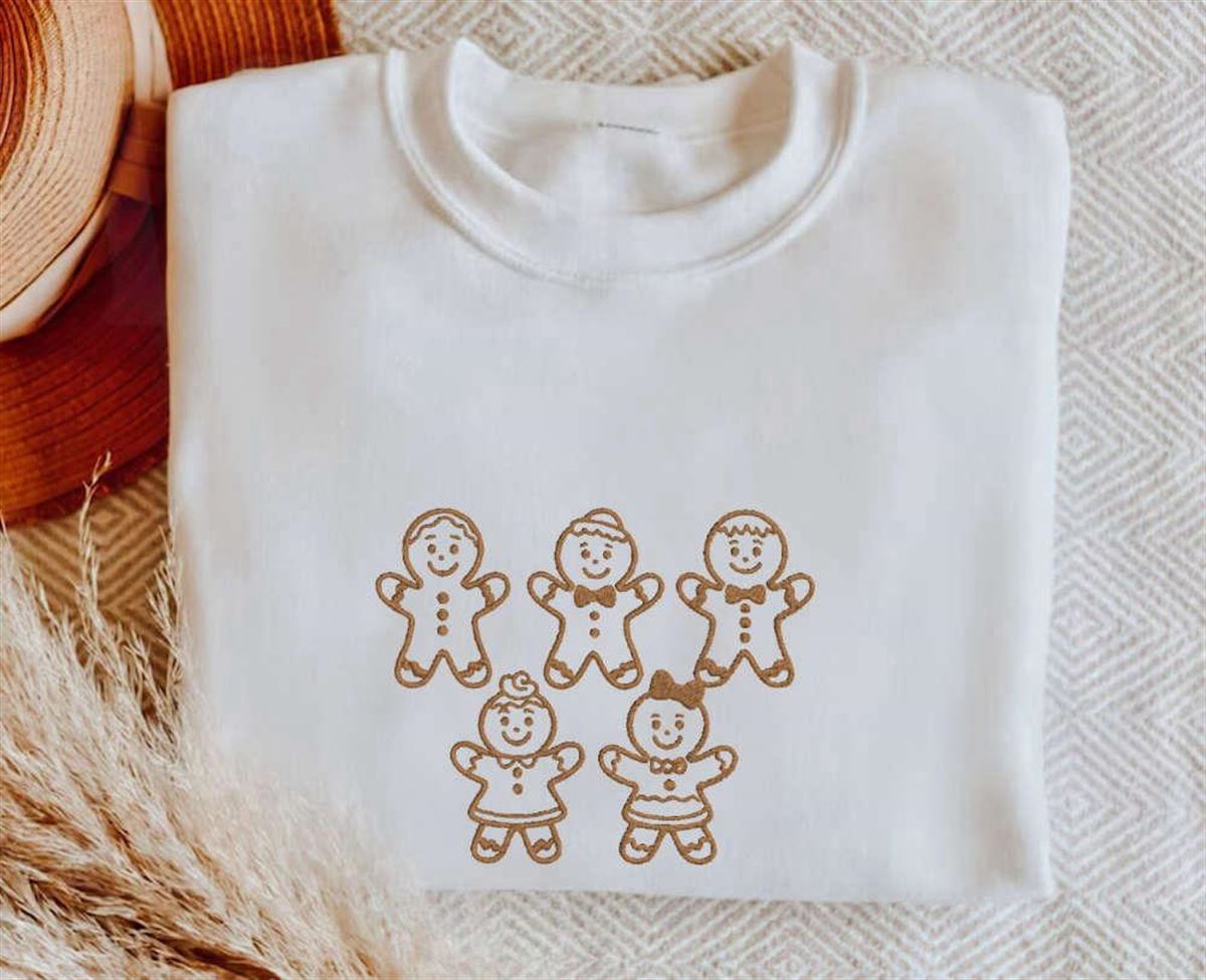 Gingerbread Men Embroidered Christmas Sweatshirt