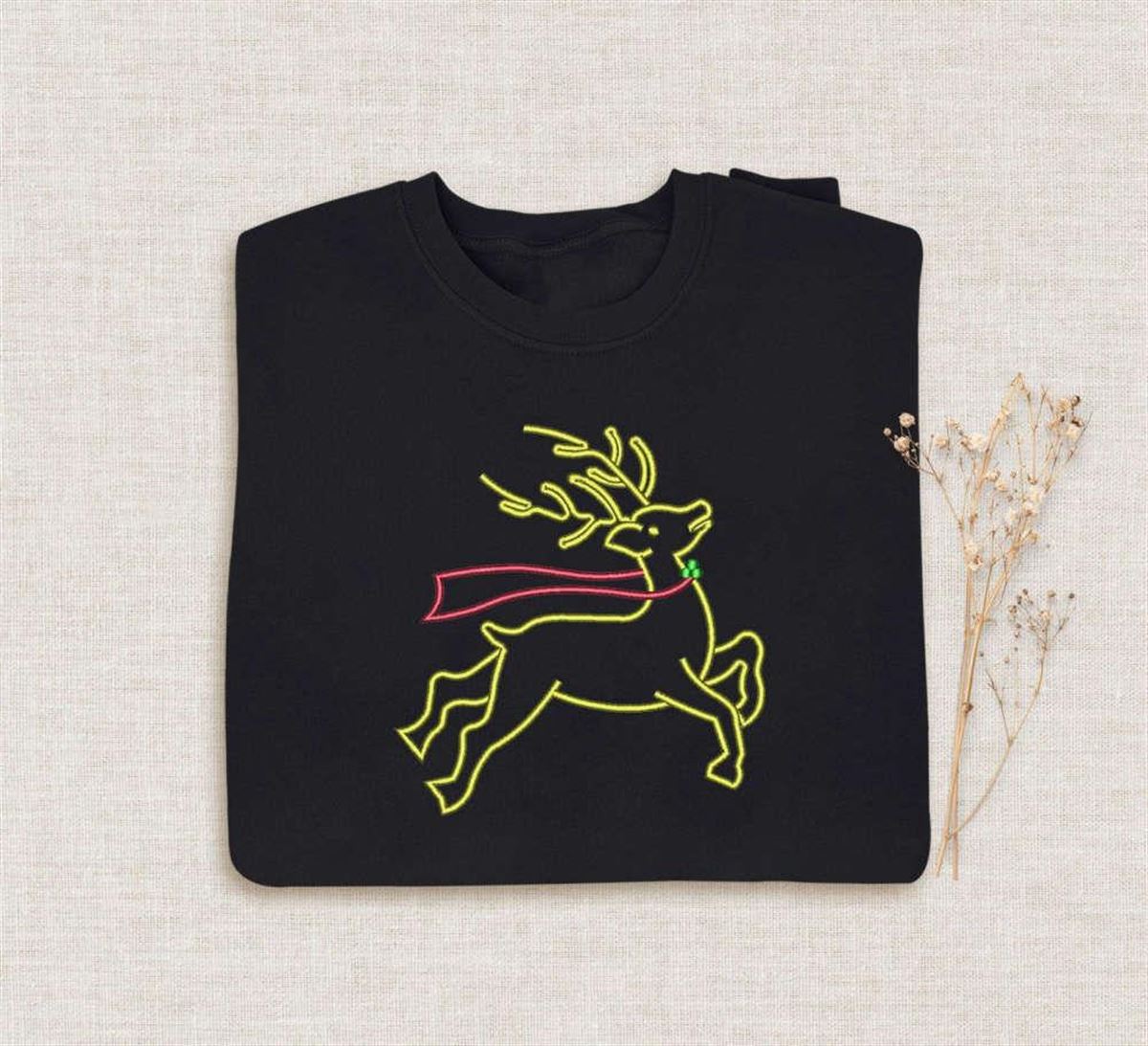 Halloween Reindeer Embroidered Crewneck Sweatshirt