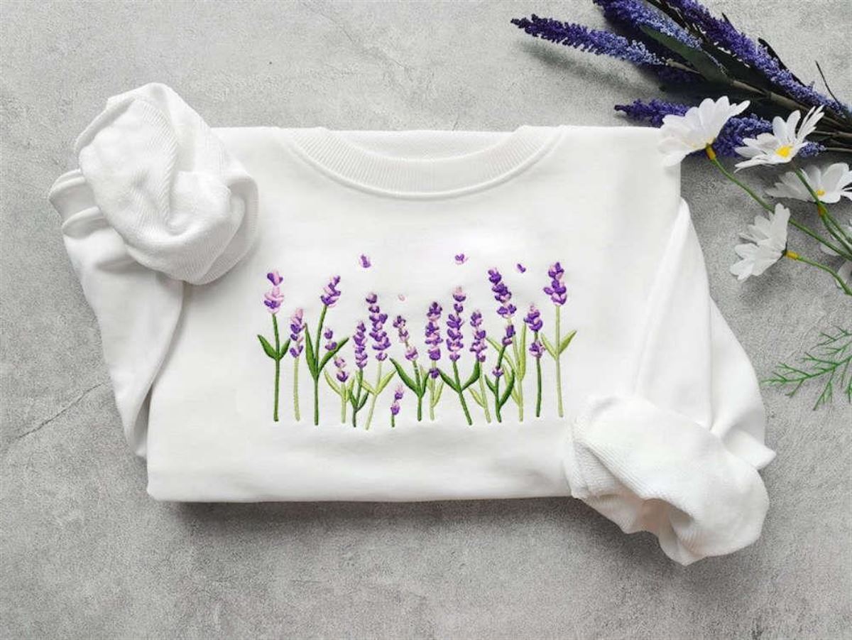 Lavender Embroidered Crewneck Sweatshirt