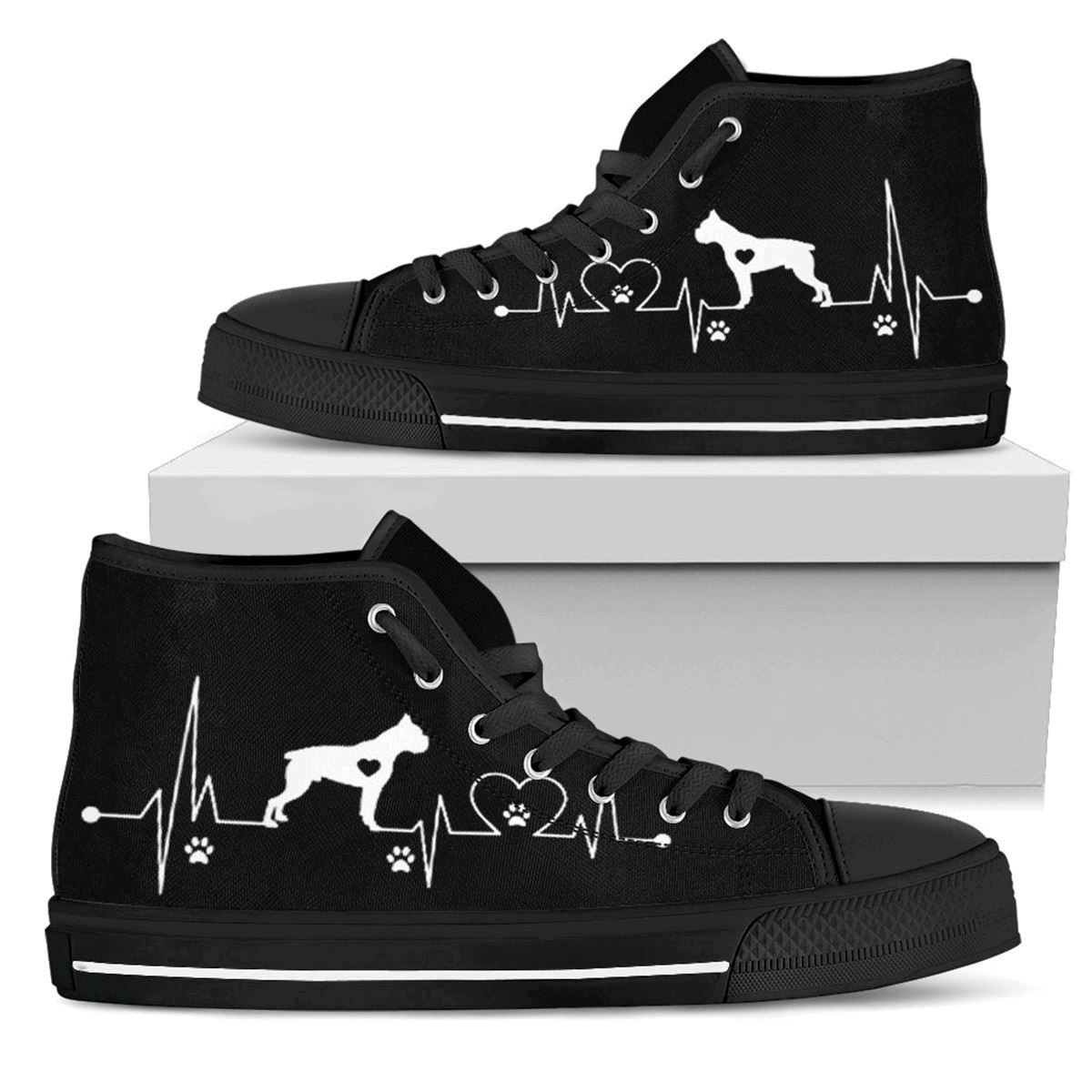 Boxer Dog Heartbeat High Top Shoes