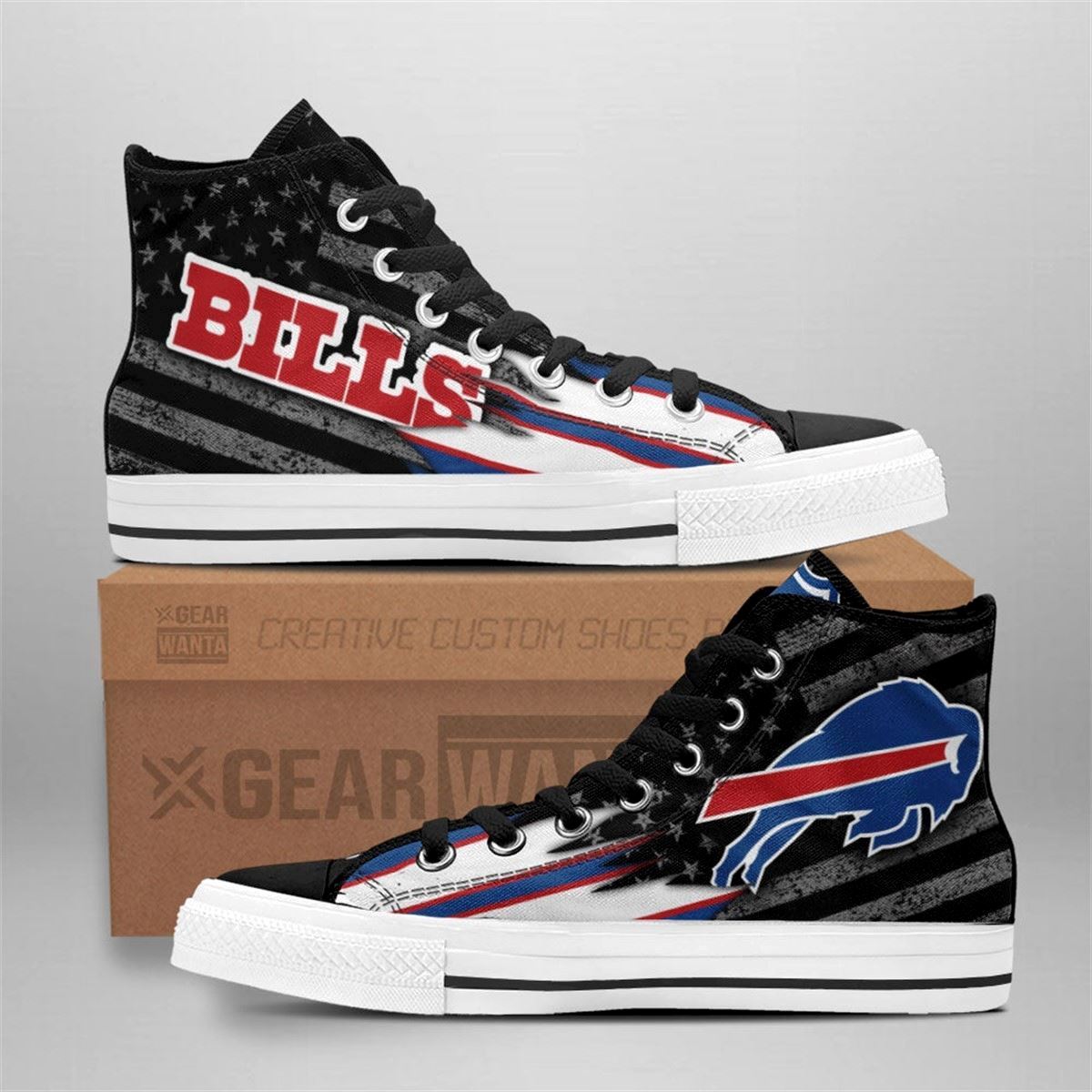 Buffalo Bills Custom American Flag High Top Sneakers