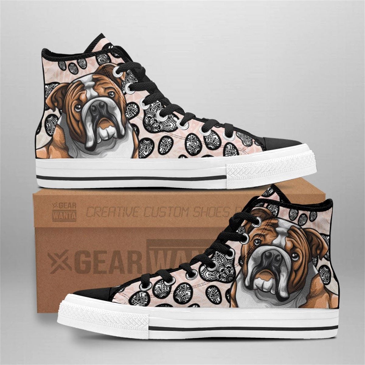 Bulldog High Top Mandala Shoes In Black And White