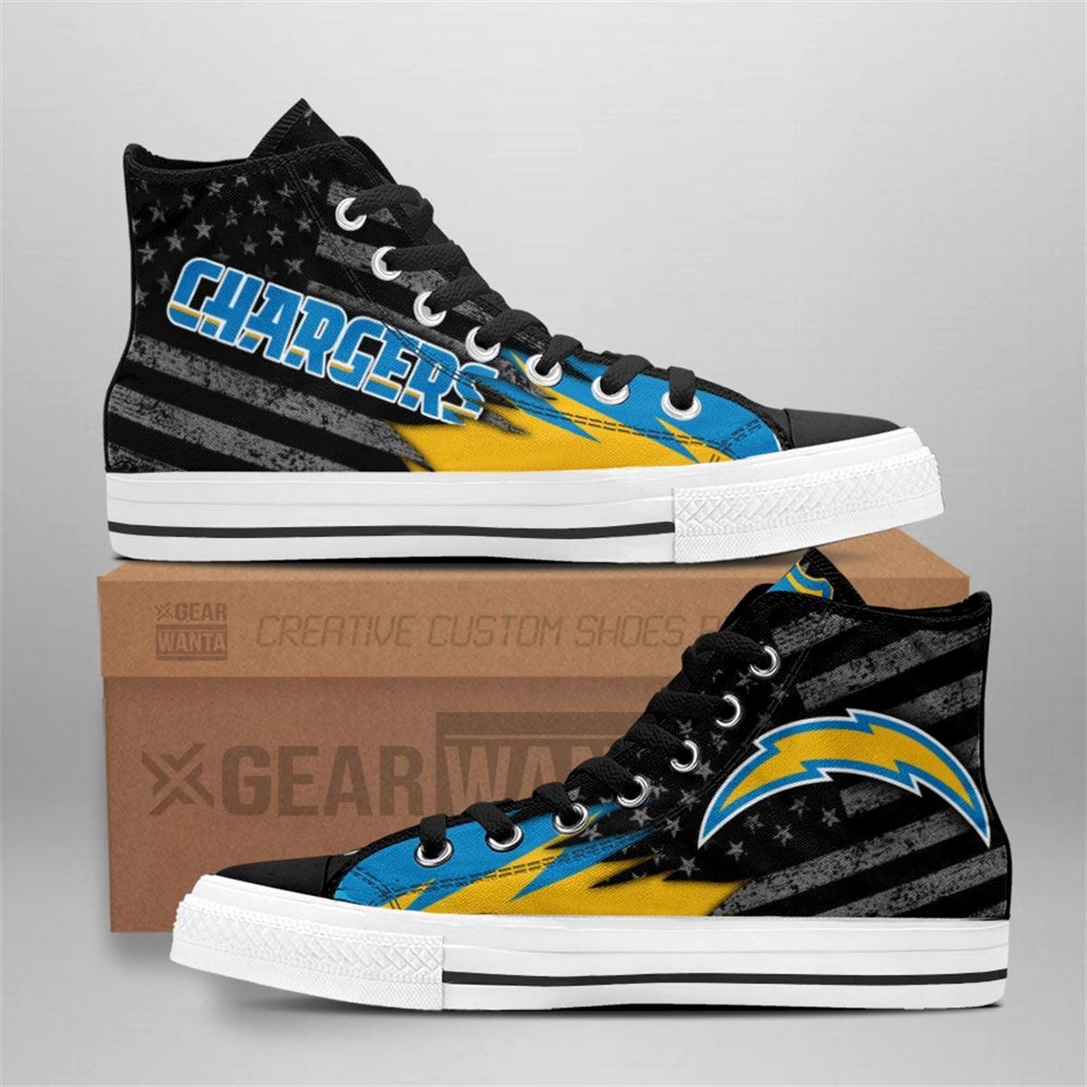 Chargers High Top Shoes Custom American Flag Sneakers