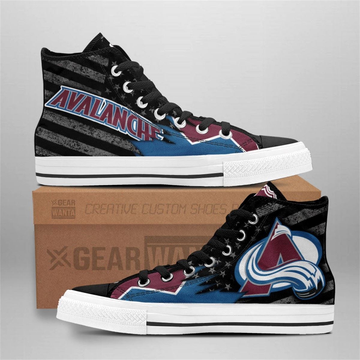 Colorado Avalanche Custom American Flag High Top Sneakers